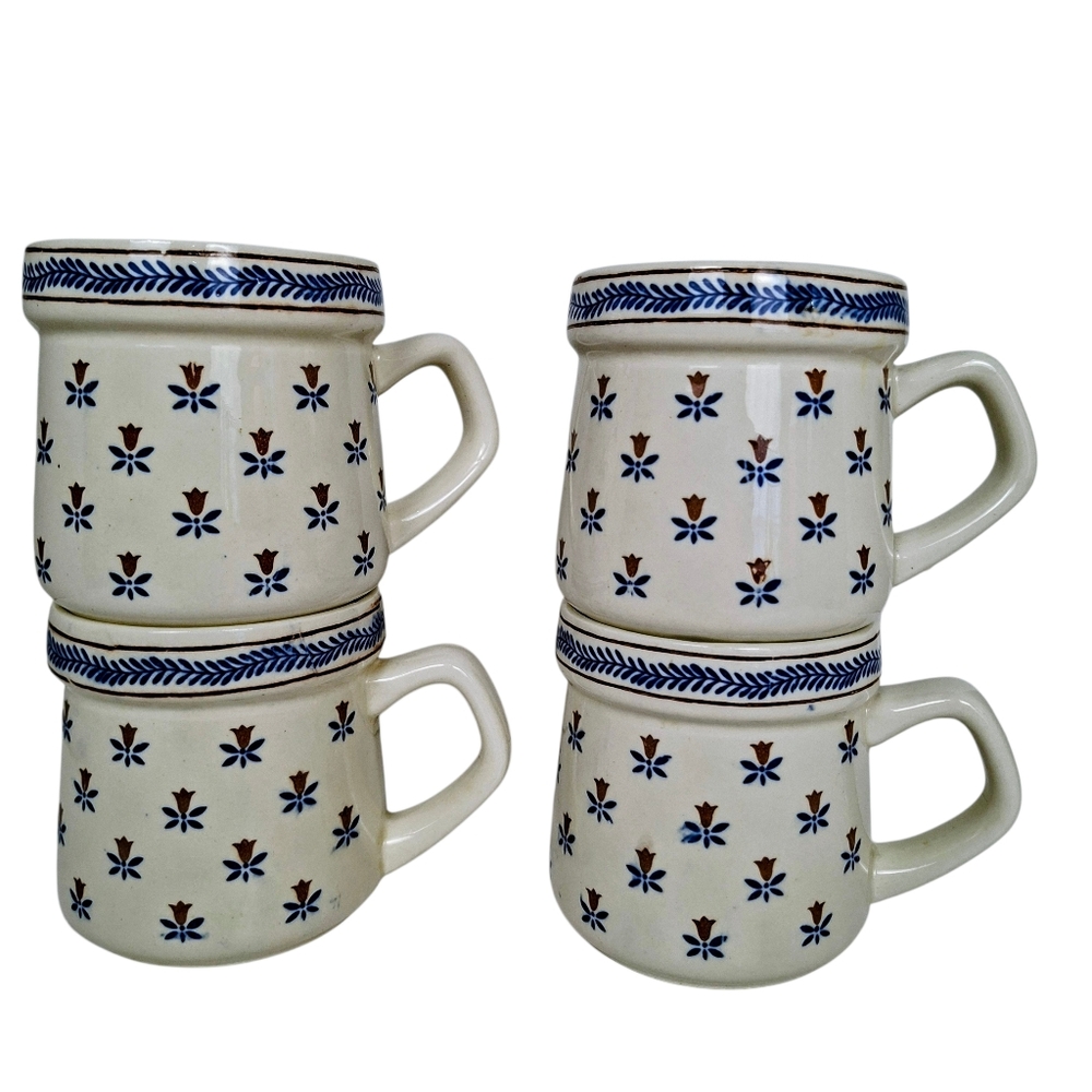 Vintage Sanyei Country Field Coffee Mug Made In Japan Cottagecore